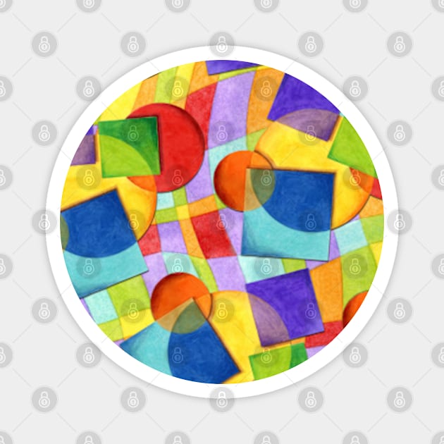 Candy Rainbow Geometric Magnet by PatriciaSheaArt